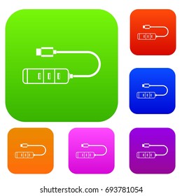 USB adapter connectors set icon in different colors isolated vector illustration. Premium collection
