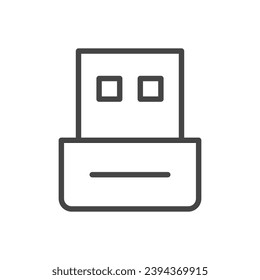 USB adapter, linear icon, bluetooth or wi-fi adapter. Line with editable stroke