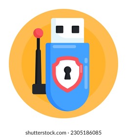 Usb adapter protection flat rounded icon in editable style 