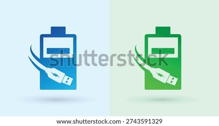 USB Battery Charging Logo Icon for Power Energy Technology Branding

