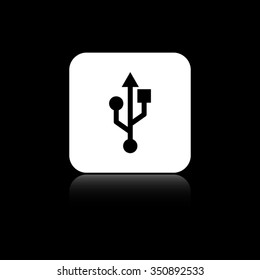 usb - black vector icon on the white button
