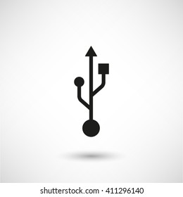 usb - black vector  icon with shadow