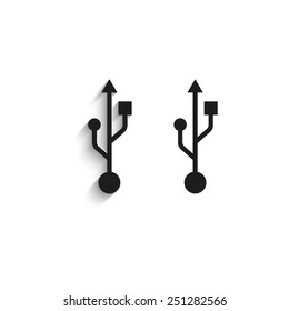 usb - black vector icons