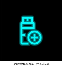 Usb blue glowing neon ui ux icon. Glowing sign logo vector