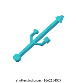 USB-Blau auf weißem Hintergrund 3d, Vektorillustration
