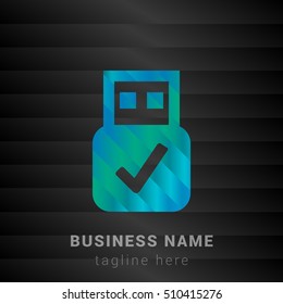 USB Blue,Green and Black silk fashion premium icon / Logo