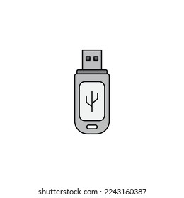 Icono USB Bluetooth en color, aislado en fondo blanco 