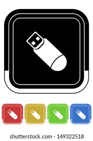 USB button retro colors square