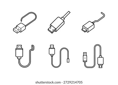 Adaptador USB C Icono de línea de arte Ilustración vectorial