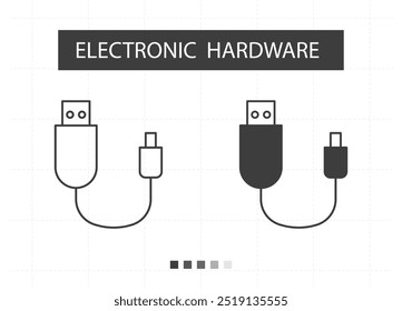 USB A para USB C, ícone usb, ícones de hardware eletrônico