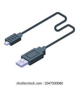 Usb cable charger icon. Isometric of usb cable charger vector icon for web design isolated on white background