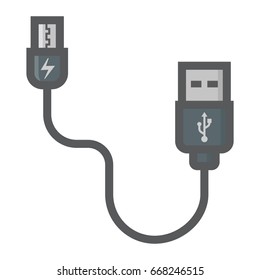 USB cable colorful line icon, connector and charger, vector graphics, a filled pattern on a white background, eps 10.