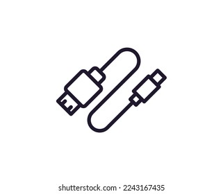 USB cable concept. Modern outline high quality illustration for banners, flyers and web sites. Editable stroke in trendy flat style. Line icon of device. 