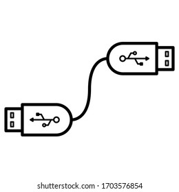 Icono de conexión de cable USB en diseño de estilo de contorno moderno. Ilustración vectorial plana aislada en fondo blanco. 