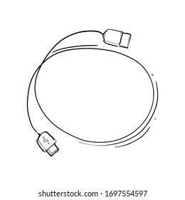 usb cable connector hand drawn 