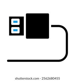 USB cable connector icon. Concept of data transfer, connection, and technology.