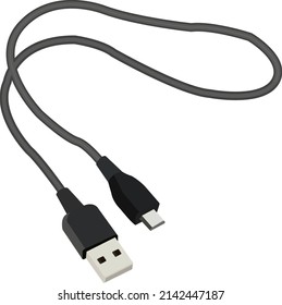 Conector de cable USB, ilustración, vector sobre un fondo blanco.