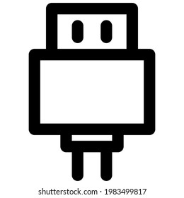 USB Cable Connector in Outline Icon
