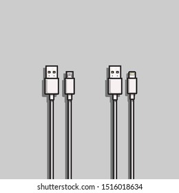 USB cable data vector Illustration. Flat Illustration of cable data vector  