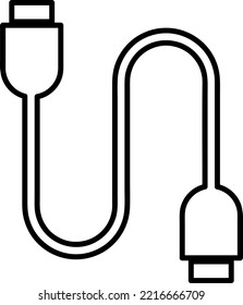 Ilustración de icono con cable USB - Vector en fondo blanco. 
