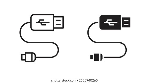 USB cable flat simple vector symbols illustration.