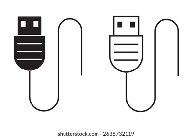 USB cable flat simple vector symbols illustration.