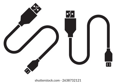 USB cable flat simple vector symbols illustration.