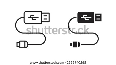 USB cable flat simple vector symbols illustration.