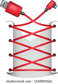 
USB cable in the form of lacing