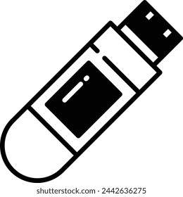 USB cable glyph and line vector illustration