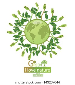 Usb cable. Go green. Save world. vector illustration.