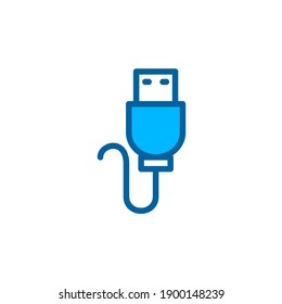USB cable icon in blue color style