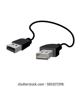 USB cable icon in cartoon style isolated on white background. Personal computer accessories symbol stock vector illustration.