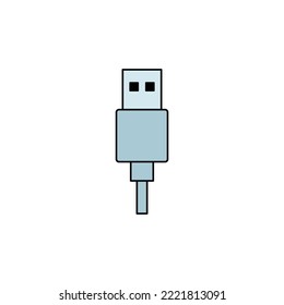 USB cable icon in color, isolated on white background 