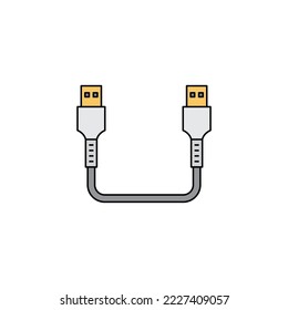 Icono de cable USB en color, aislado en fondo blanco 
