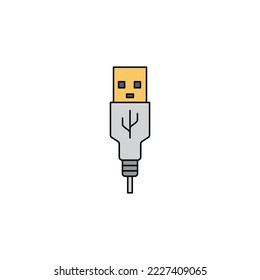 USB cable icon in color, isolated on white background 