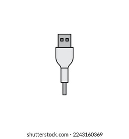 USB-Kabel-Symbol in Farbe einzeln auf weißem Hintergrund 