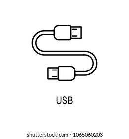 USB cable icon. Element of computer part for mobile concept and web apps. Thin line  icon for website design and development, app development. Premium icon on white background