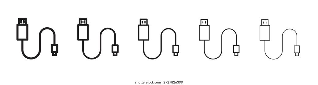 Ícone de cabo USB para designs de gráficos. Design de vetor de ícones