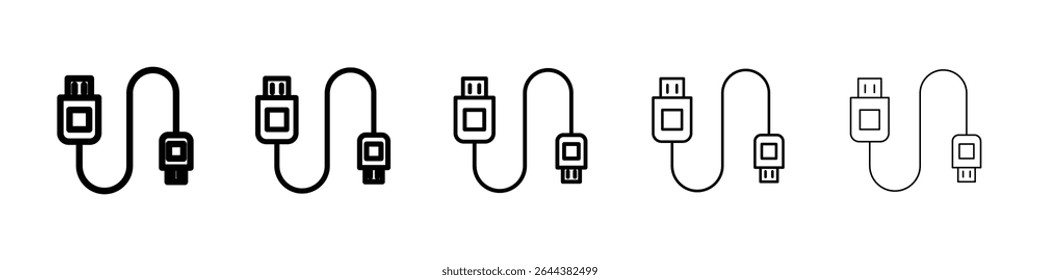 USB cable icon graphic set. trendy stroke line style
