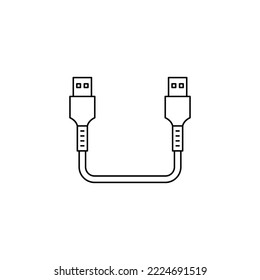 Icono de cable USB en icono de estilo de línea, aislado en fondo blanco