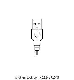 Icono de cable USB en icono de estilo de línea, aislado en fondo blanco