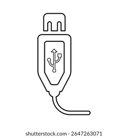 Ícone de cabo USB, gráficos de vetor de linha