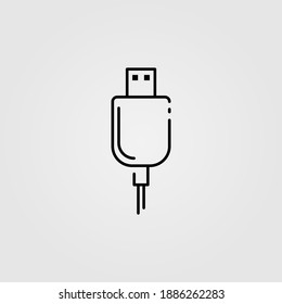 Usb cable icon for mobile device charge, data transfer.