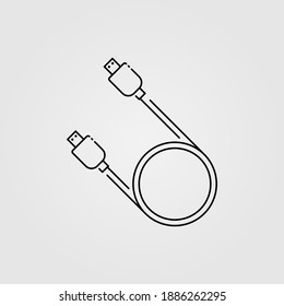 Usb cable icon for mobile device charge, data transfer.