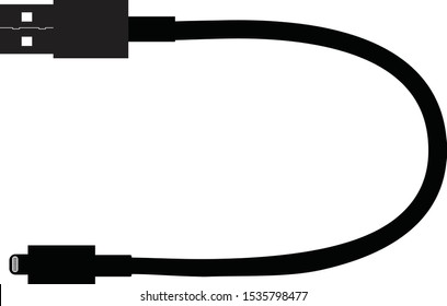 Usb cable icon on white background. flat style. Charger USB Cable symbol. charger icon sign. 