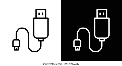 USB cable icon outline collection for web design