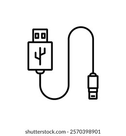USB cable icon Outline thin set