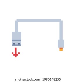 USB-Kabel-Symbol. Pixel Art flach Stil. Website-Design. 8-Bit. Videospiel-Sprite. Abstrakte einzelne Vektorgrafik. 