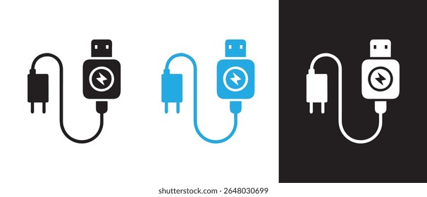 Conjunto de ícones do cabo USB. Gráfico vetorial.